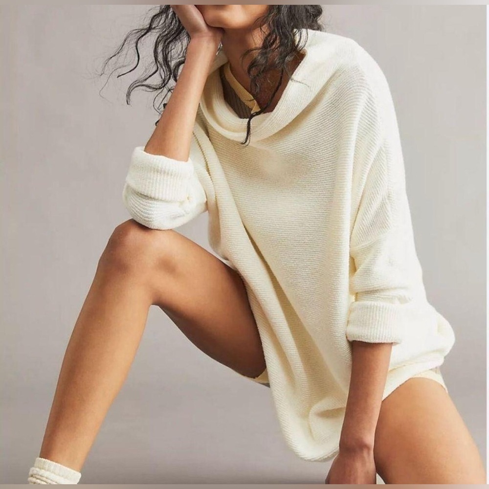 Free People Women's Ottoman Slouchy Tunic‎ Sweater Pullover Long Sleeve Ivory